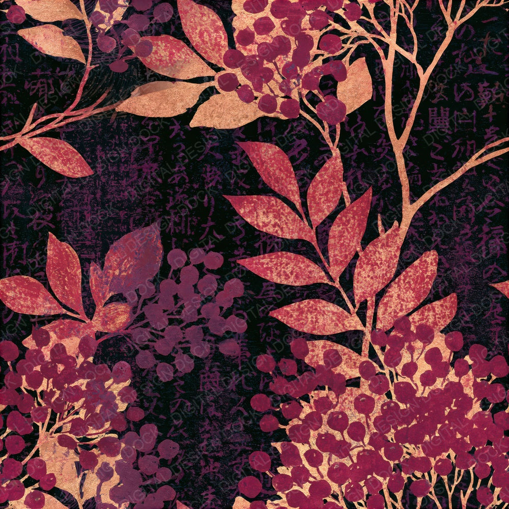 Screenprint Berries Aubergine Pearl Seamless Digital Paper Pack (DDD015679)