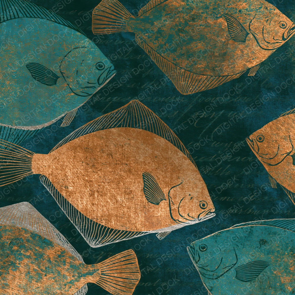 Etching Flounder Jade Copper Digital Paper Pack (DDD015689)