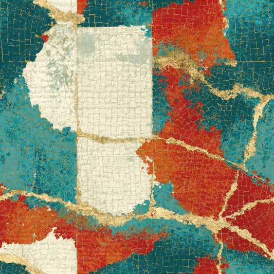Mosaic Tangerine Aqua Abstract Seamless Digital Paper Pack (DDD015695)