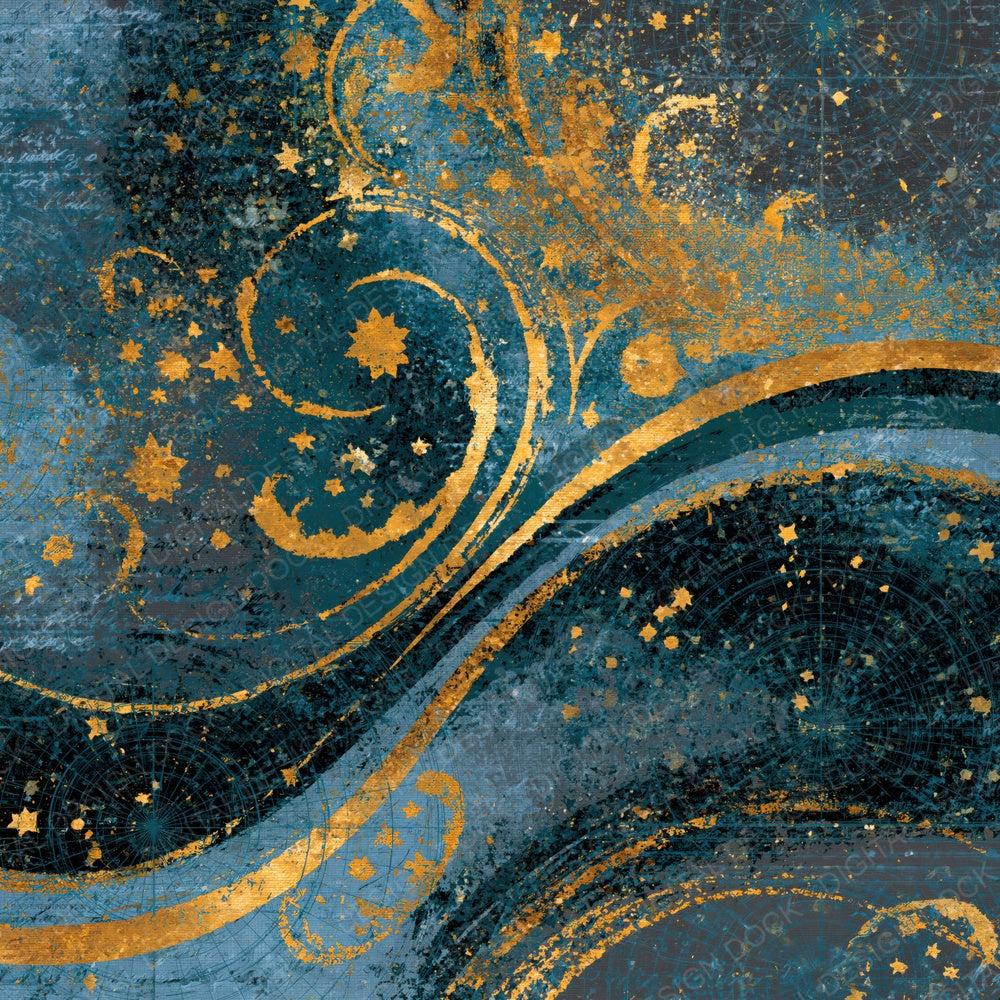 Rococo Tycho Brahe Charts Teal Brass Digital Paper Pack (DDD015699)