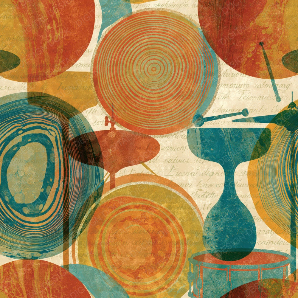 Suminagashi Drum Kits Rust Turquoise Digital Paper Pack (DDD015703)