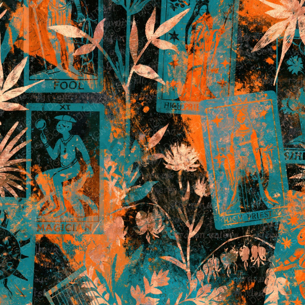 Surrealist Tarot Tangerine Turquoise Digital Paper Pack (DDD015704)