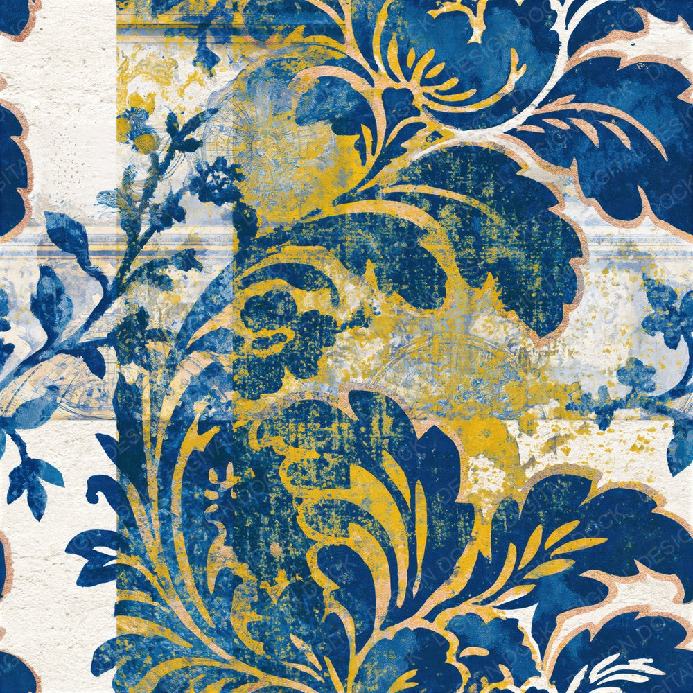 Papercut Baroque Tapestry Cobalt Yellow Seamless Digital Paper Pack (DDD015716)