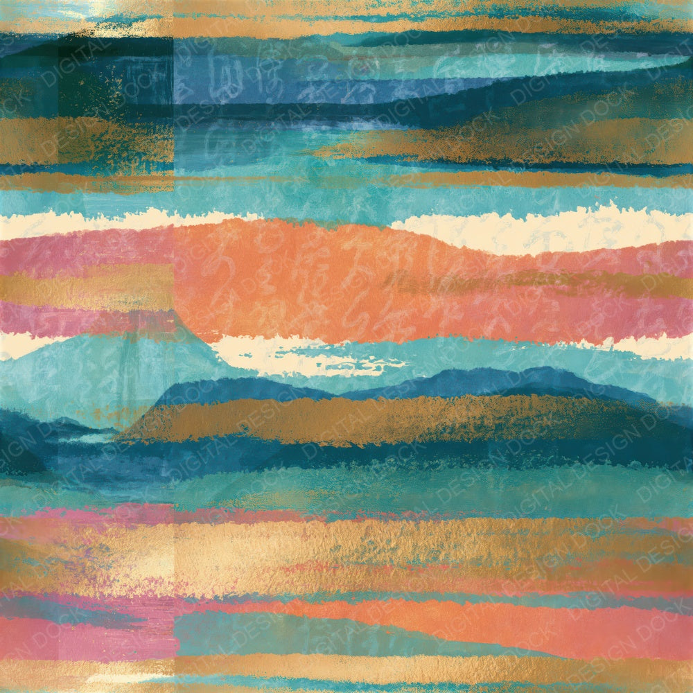 Richly Layered Turquoise Pink Ochre Abstract Seamless Digital Paper Pack (DDD015717)
