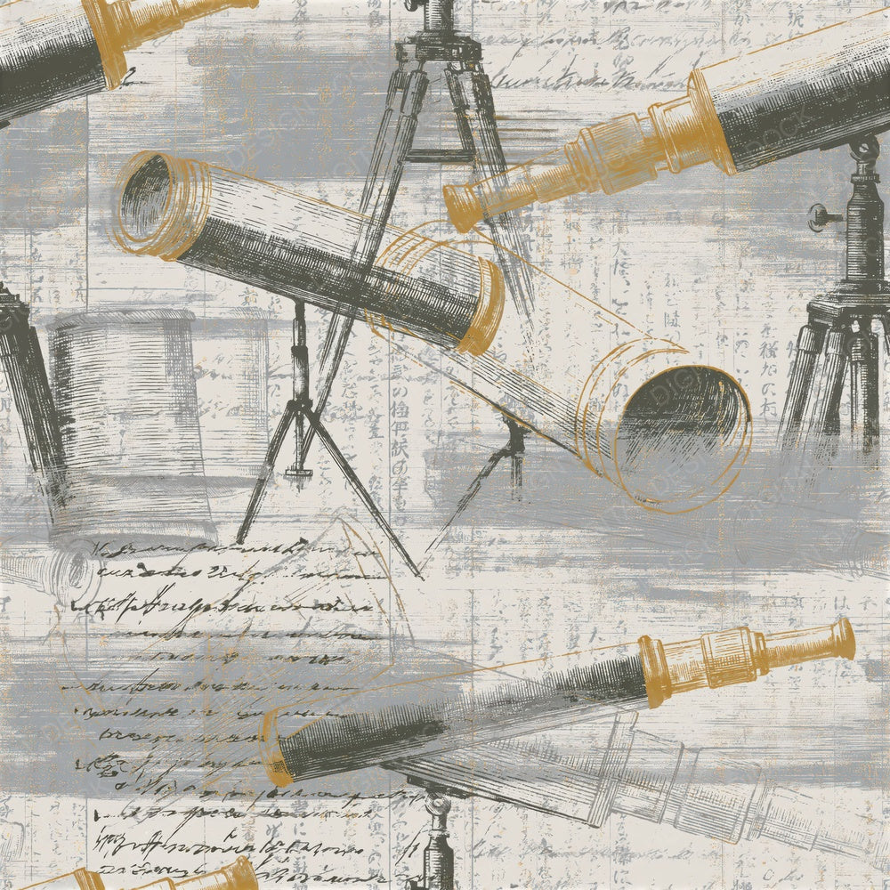 Mezzotint Telescopes Dove Grey Seamless Digital Paper Pack (DDD015732)