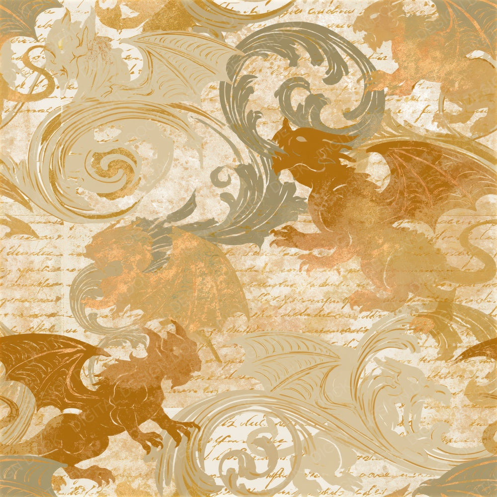 Rococo Gargoyles Amber Cream Seamless Digital Paper Pack (DDD015737)