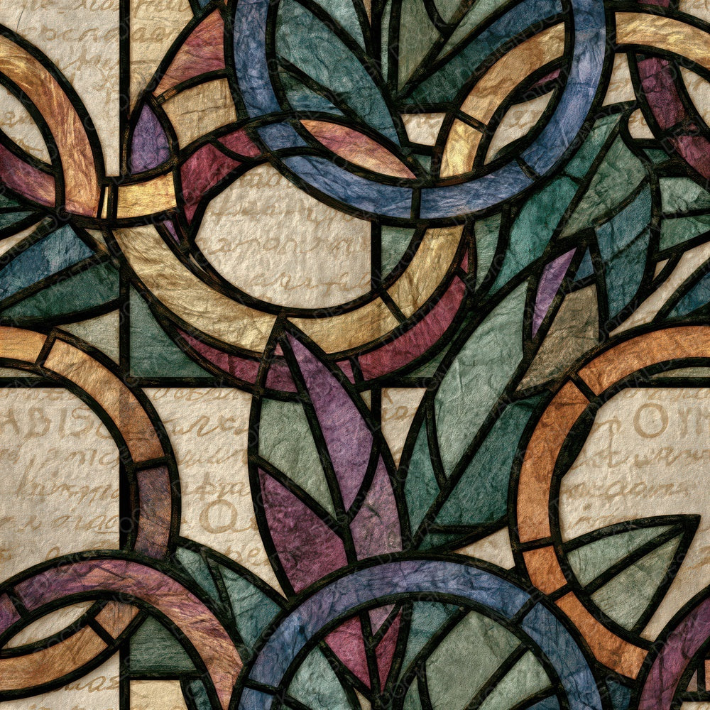 Stained Glass Olympic Lilac Sage Seamless Digital Paper Pack (DDD015738)