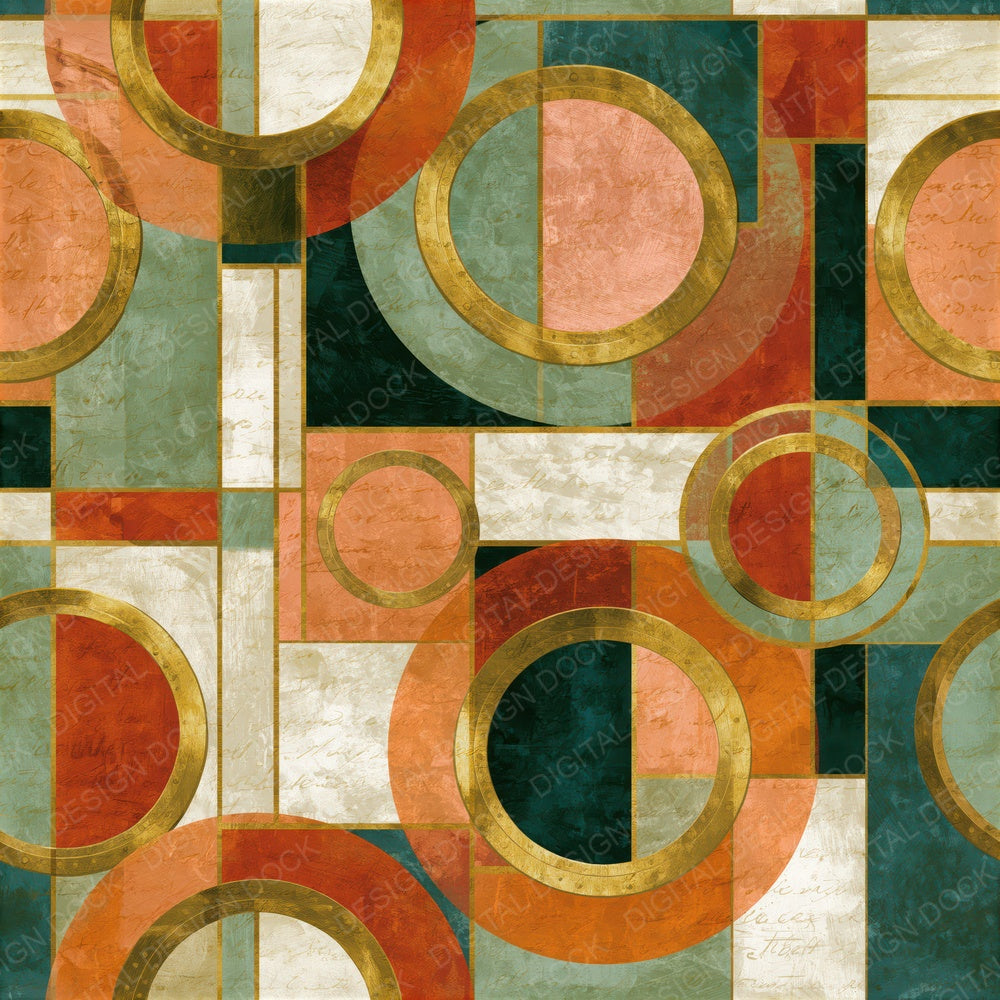 Cubist Submarine Portholes Apricot Seamless Digital Paper Pack (DDD015748)