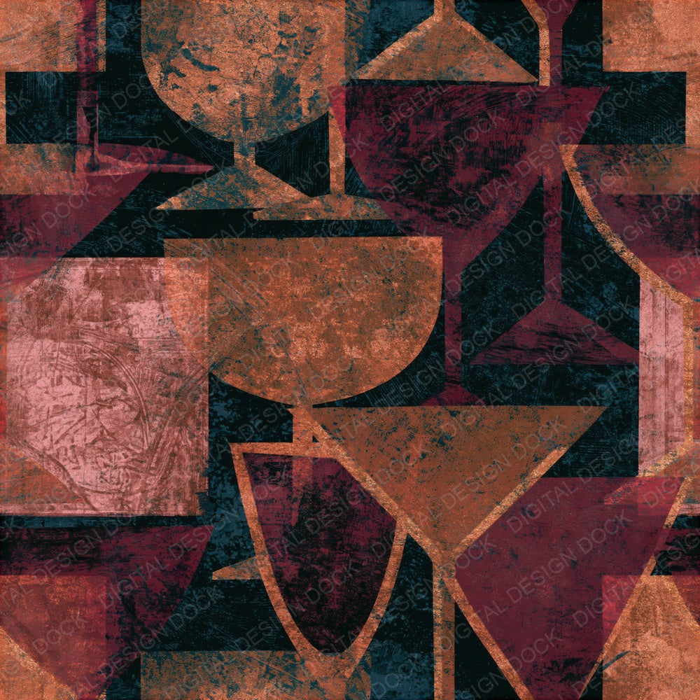 Indian Block Print Cocktails Oxblood Seamless Digital Paper Pack (DDD015752)