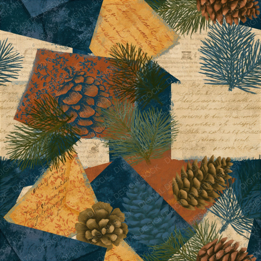 Maximalist Christmas Cards Sienna Indigo Seamless Digital Paper Pack (DDD015755)