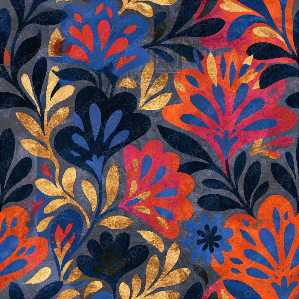 Mexican Folk Art Slate Ink Seamless Digital Paper Pack (DDD015757)
