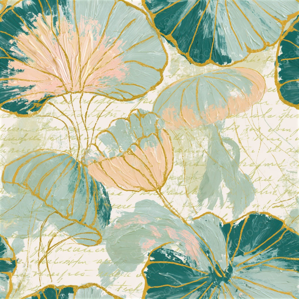 Oil Pastel Jellyfish Sage Primrose Seamless Digital Paper Pack (DDD015777)