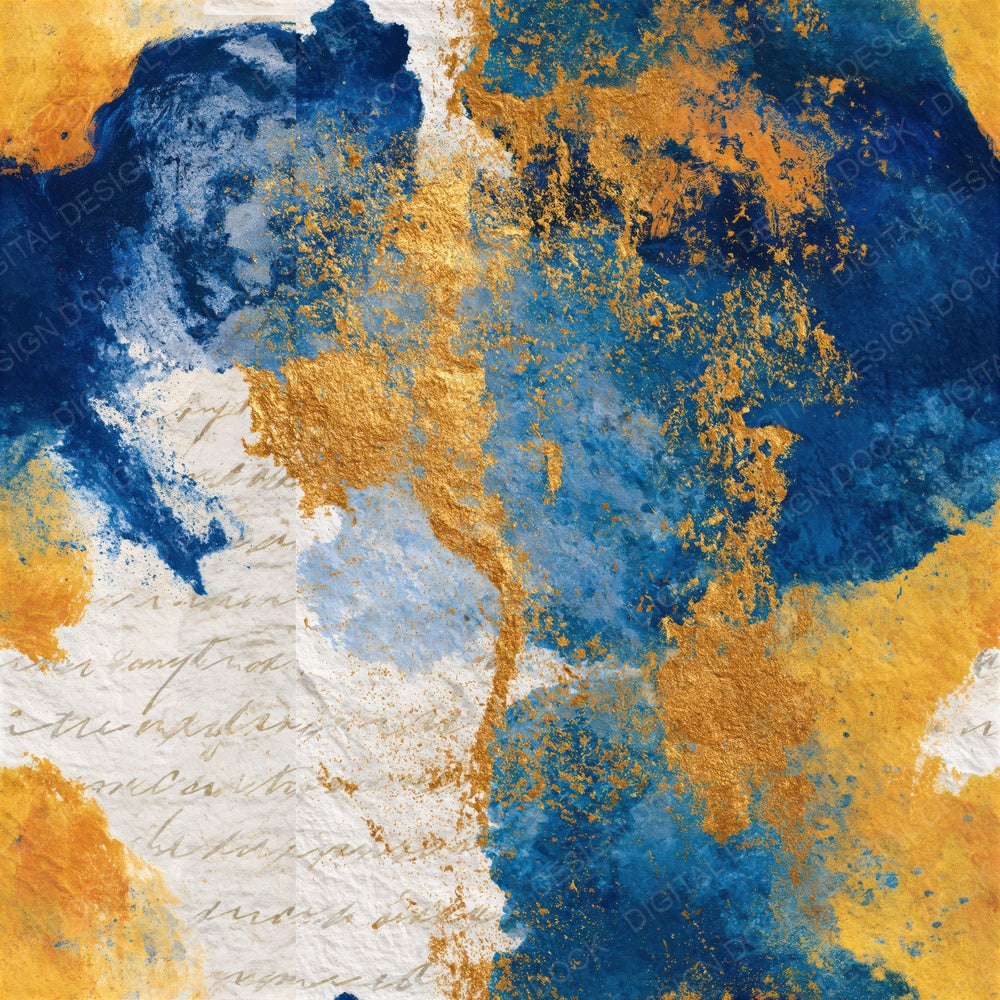 Surrealist Cobalt Yellow Abstract Seamless Digital Paper Pack (DDD015782)