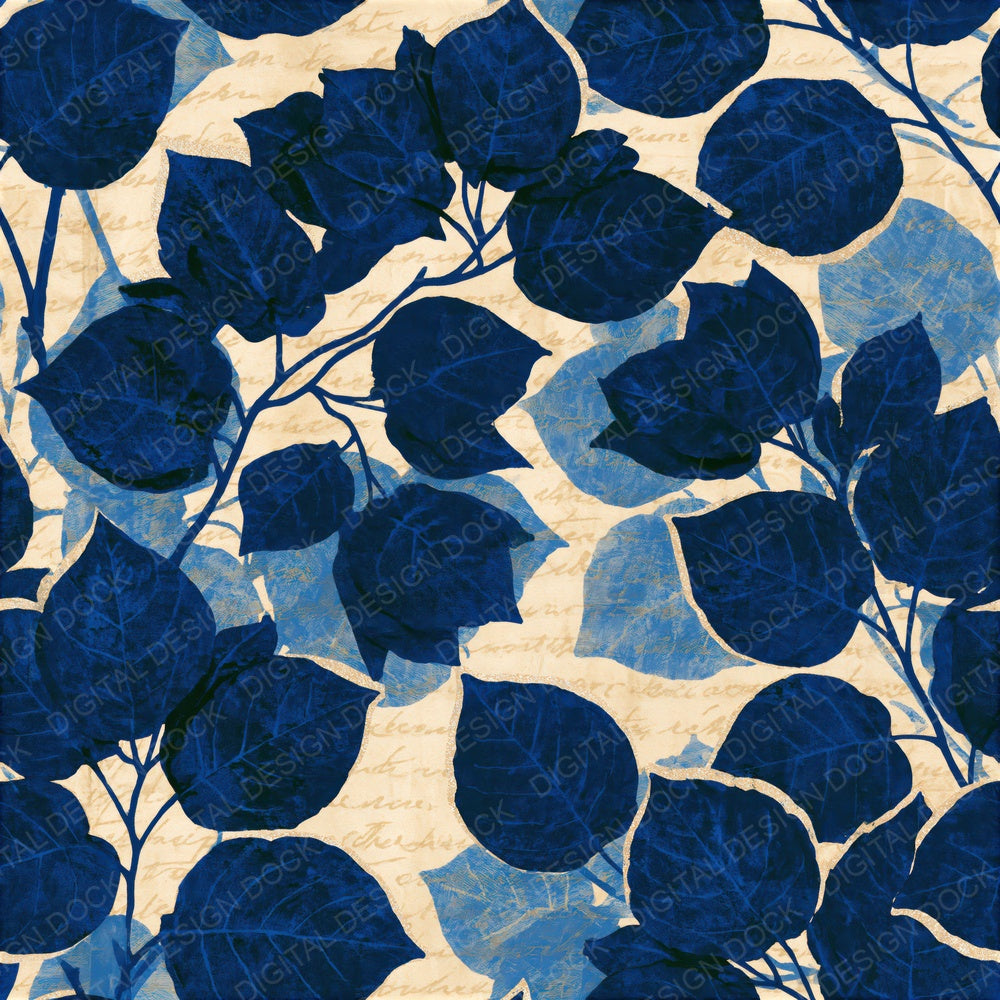 Screenprint Bougainvillea Indigo Ivory Seamless Digital Paper Pack (DDD015795)