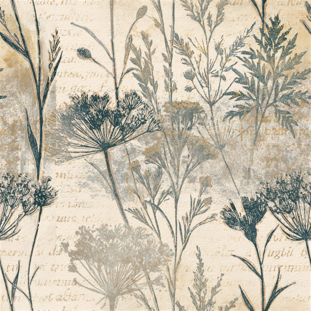 Woodblock Wildflowers Graphite Cream Seamless Digital Paper Pack (DDD015801)