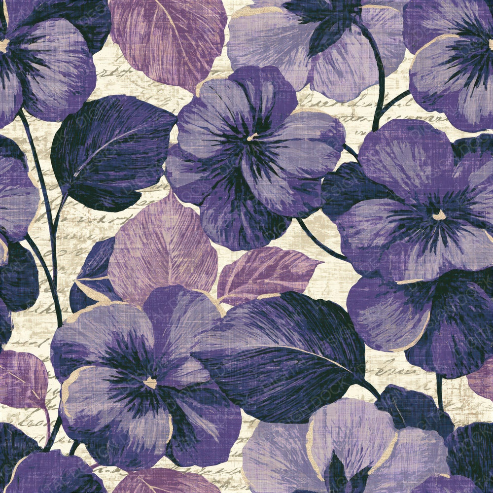 Woodcut Violet Graphite Cream Seamless Digital Paper Pack (DDD015804)
