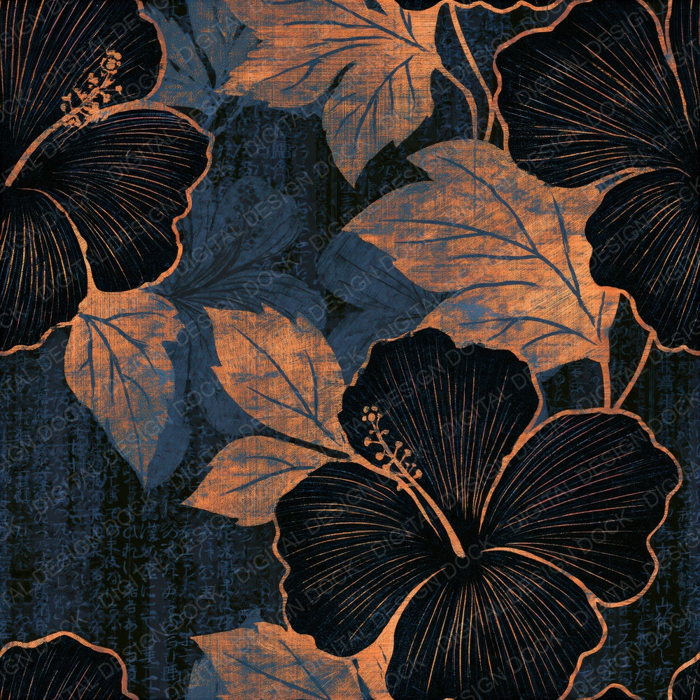 Scratchboard Hibiscus Bone Seamless Digital Paper Pack (DDD015807)