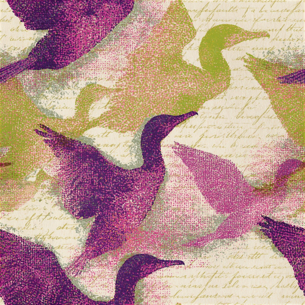 Pointillism Cormorants Fuchsia Lime Seamless Digital Paper Pack (DDD015834)