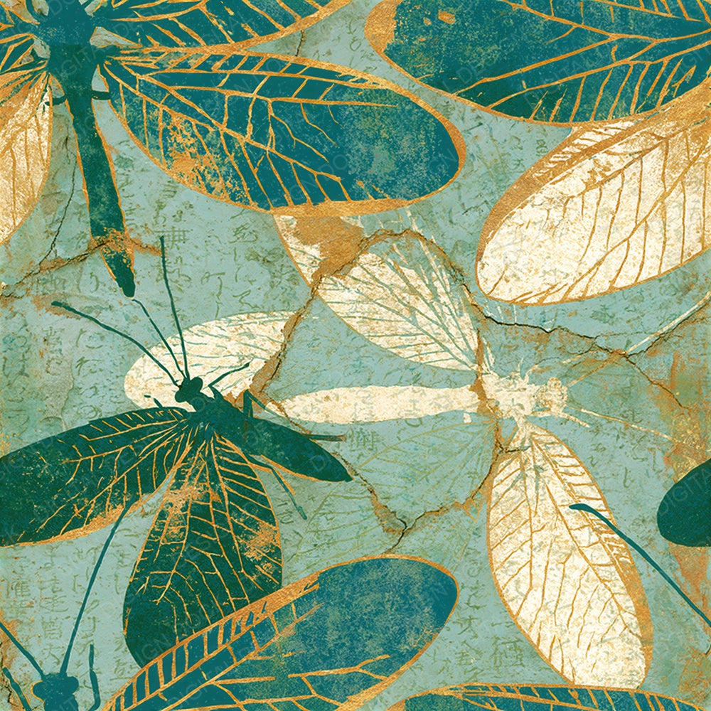 Fresco Lacewings Sage Gold Seamless Digital Paper Pack (DDD015875)