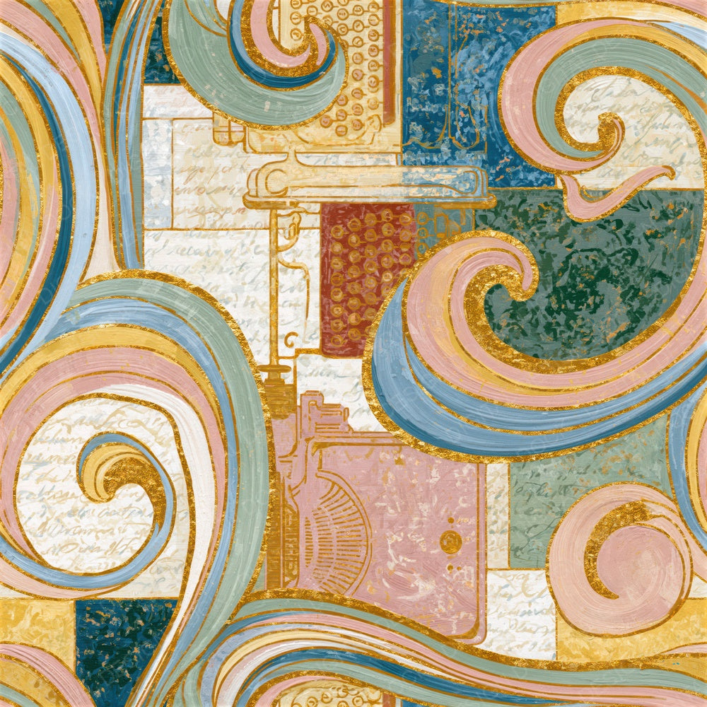 Art Nouveau Telegraph Keys Dusty Rose Seamless Digital Paper Pack (DDD015885)