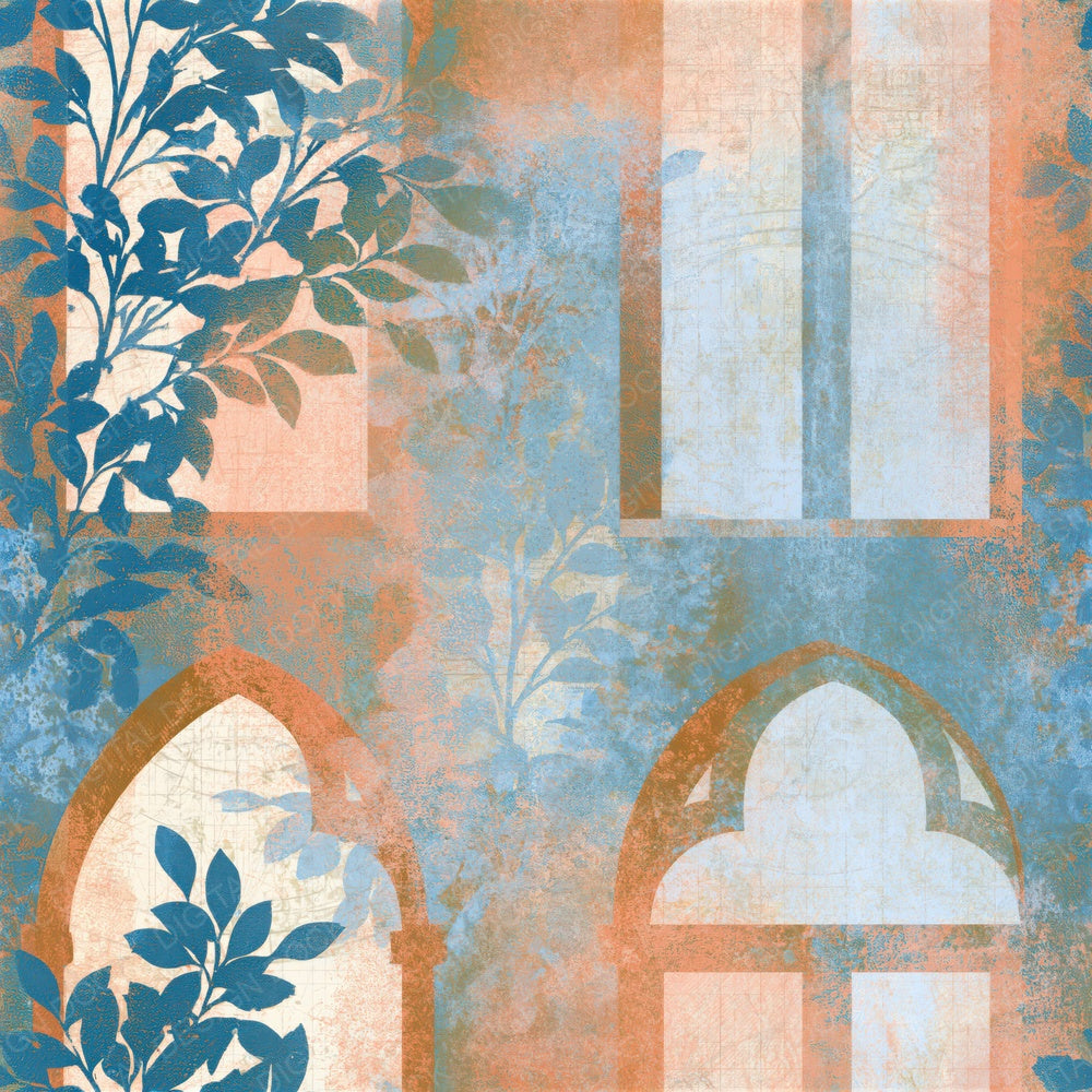 Blueprint Venetian Windows Powder Blue Seamless Digital Paper Pack (DDD015886)