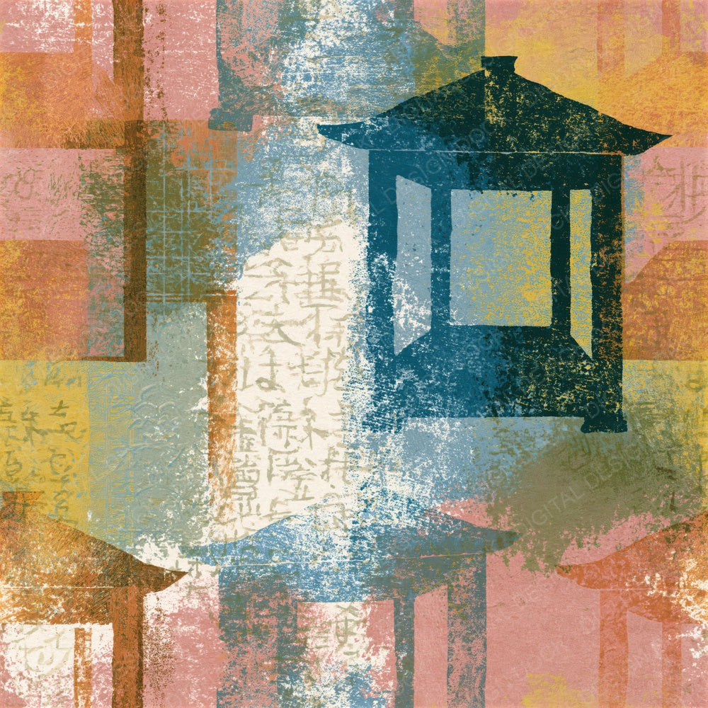 Etching Four Poster Beds Dusty Rose Seamless Digital Paper Pack (DDD015911)