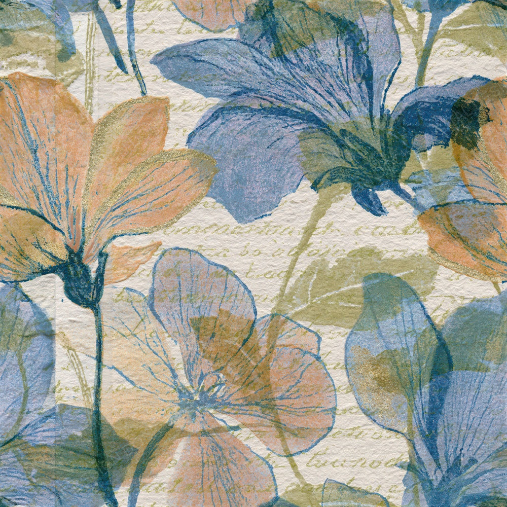 Lithograph Wilted Flowers Pearl Blue Seamless Digital Paper Pack (DDD015914)
