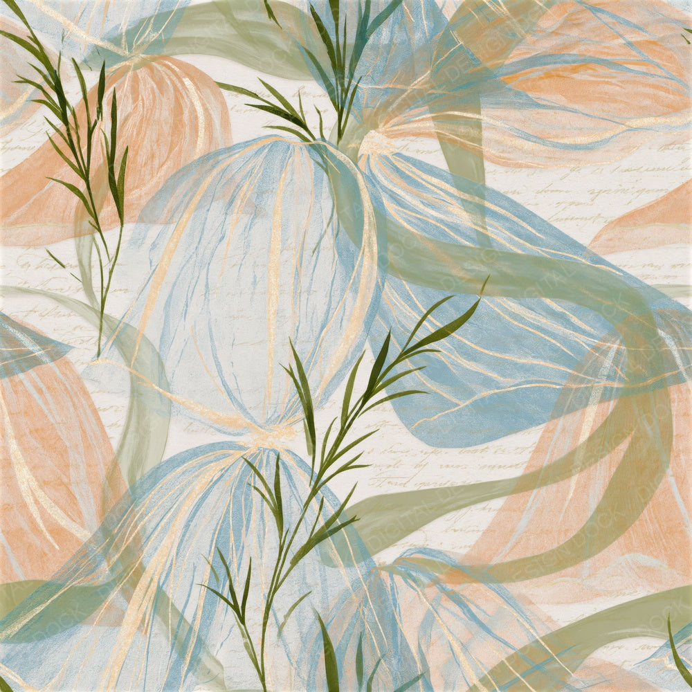 Naturalist Bridal Veils Peach Pistachio Seamless Digital Paper Pack (DDD015916)