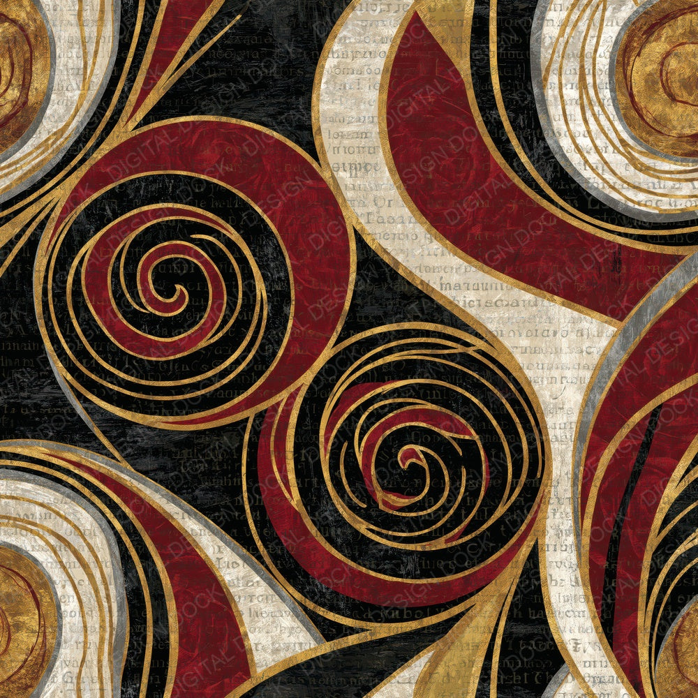 Art Nouveau Cinnamon Rolls Oxblood Digital Paper Pack (DDD015925)