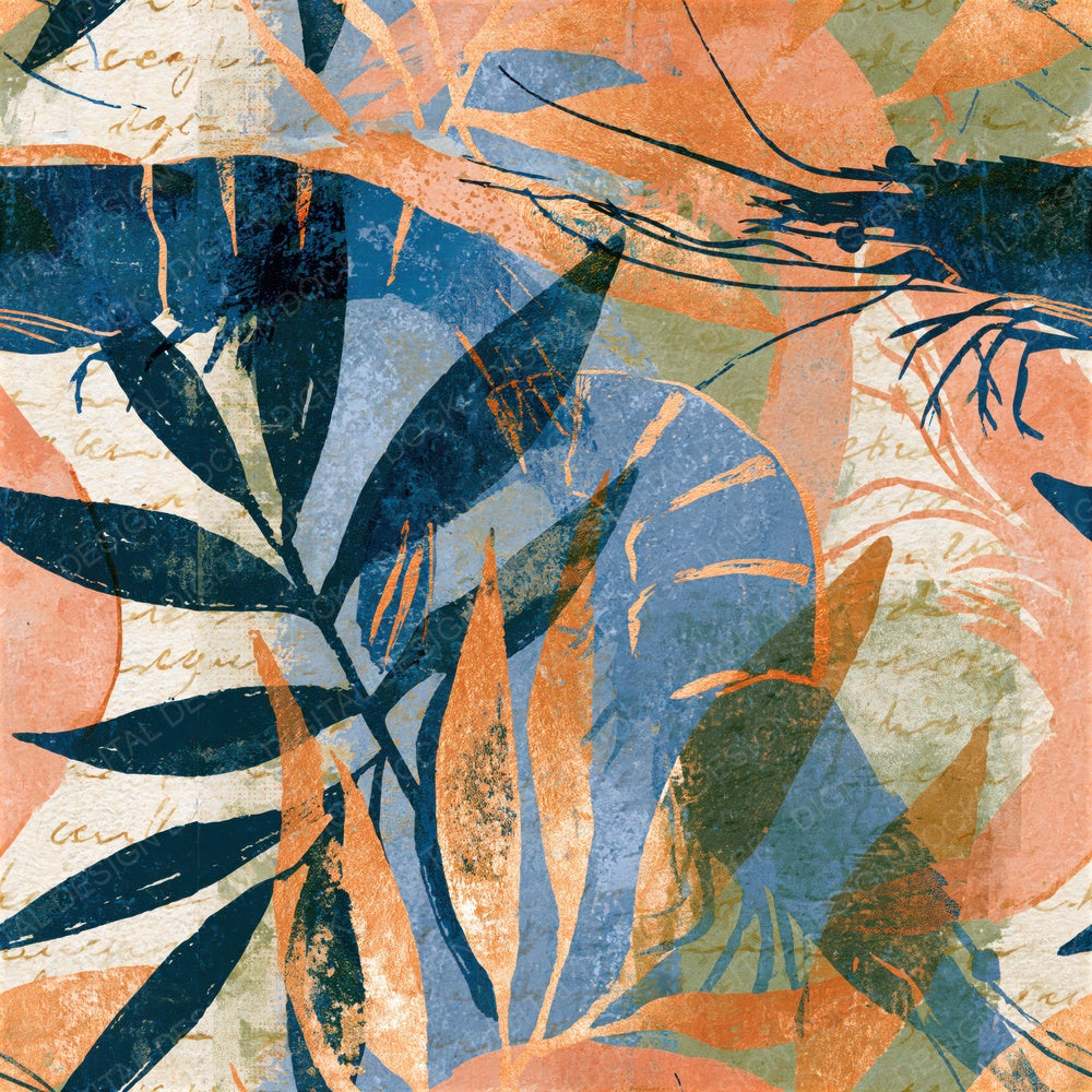 Bohemian Shrimp Peach Pistachio Seamless Digital Paper Pack (DDD015930)