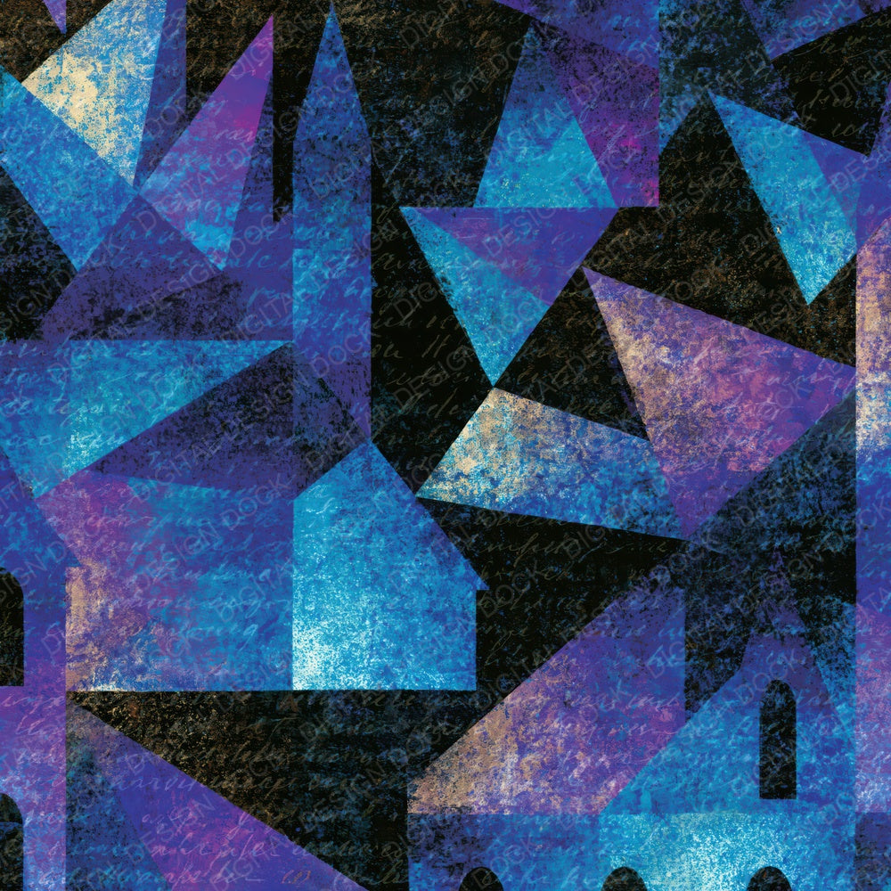 Cubist Opera House Cyan Violet Digital Paper Pack (DDD015932)