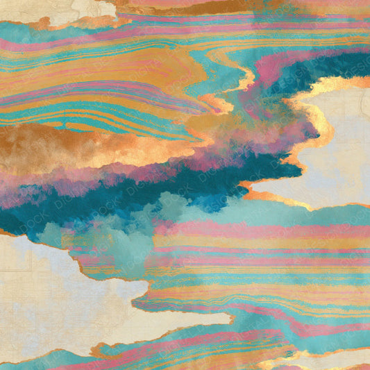 Impressionist Vaporwave Turquoise Pink Digital Paper Pack (DDD015951)