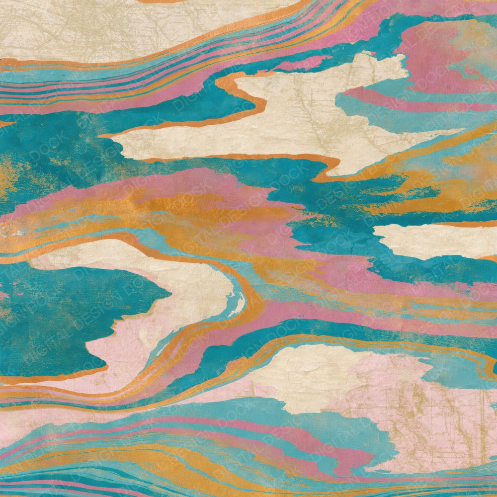 Impressionist Vaporwave Turquoise Pink Digital Paper Pack (DDD015951)