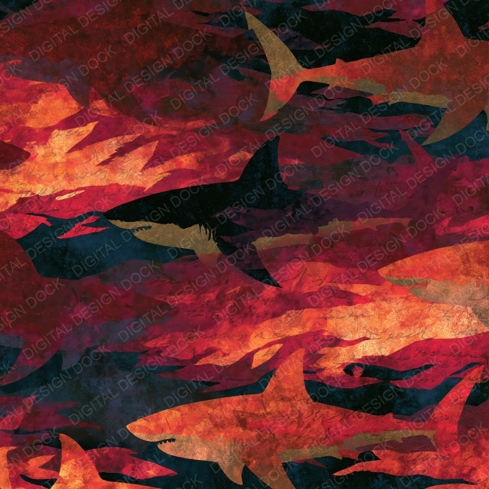 Surrealist Great Whites Oxblood Ink Digital Paper Pack (DDD015961)
