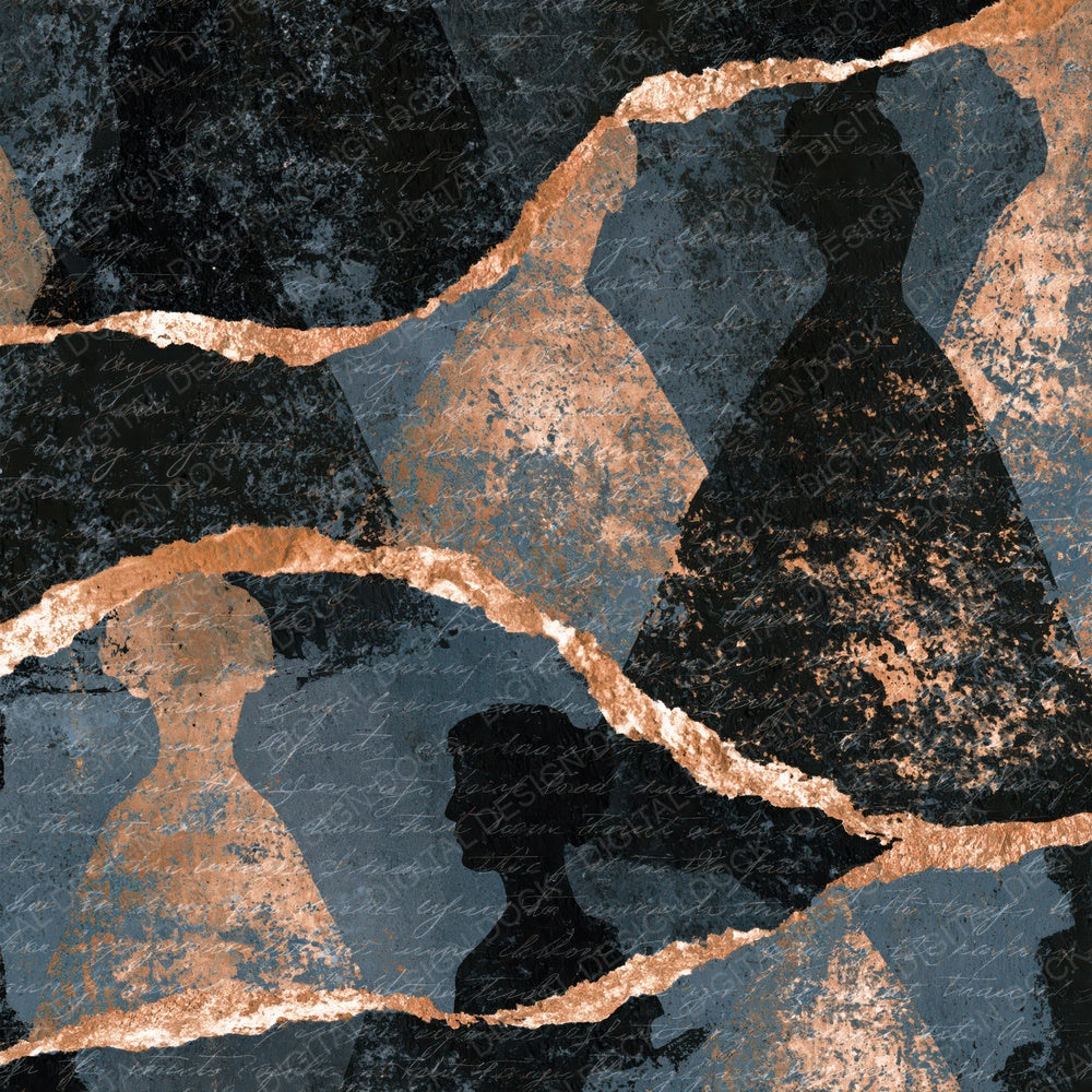 Collage Vintage Dresses Slate Pewter Digital Paper Pack (DDD015969)