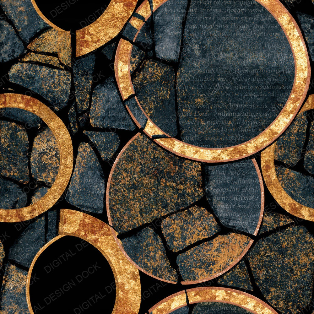 Mosaic Embroidery Hoops Gold Seamless Digital Paper Pack (DDD015974)