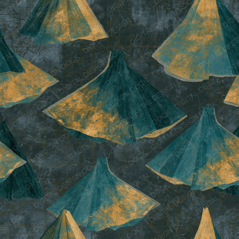Coloured Pencil Crinolines Forest Green Bronze Digital Paper Pack (DDD016008)