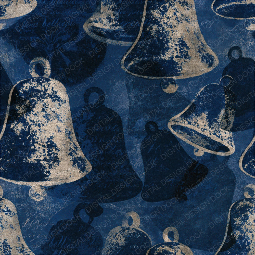 Mezzotint Silver Bells Midnight Seamless Digital Paper Pack (DDD016036)