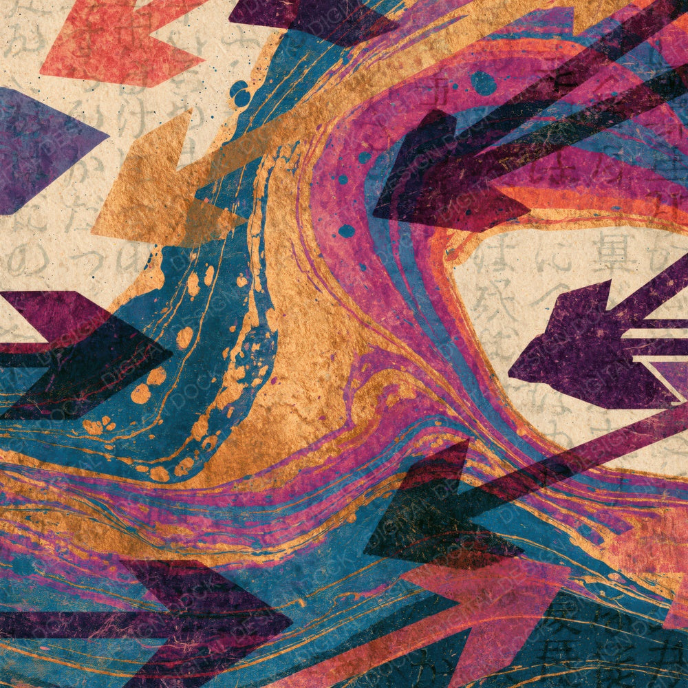 Paper Marbling Neon Arrows Plum Cream Digital Paper Pack (DDD016037)