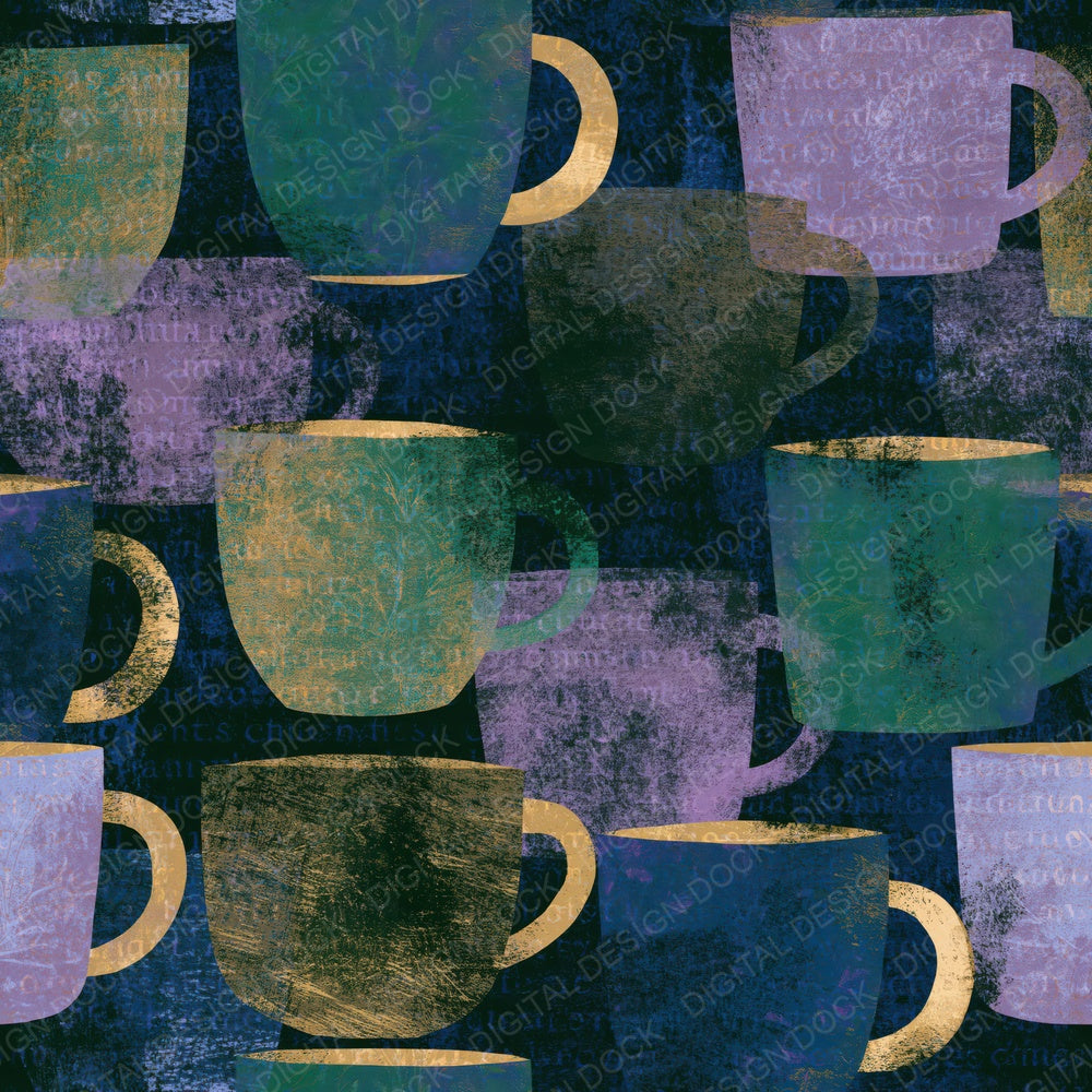 Charcoal Sketch Mug Collection Aurora Lilac Digital Paper Pack (DDD016046)