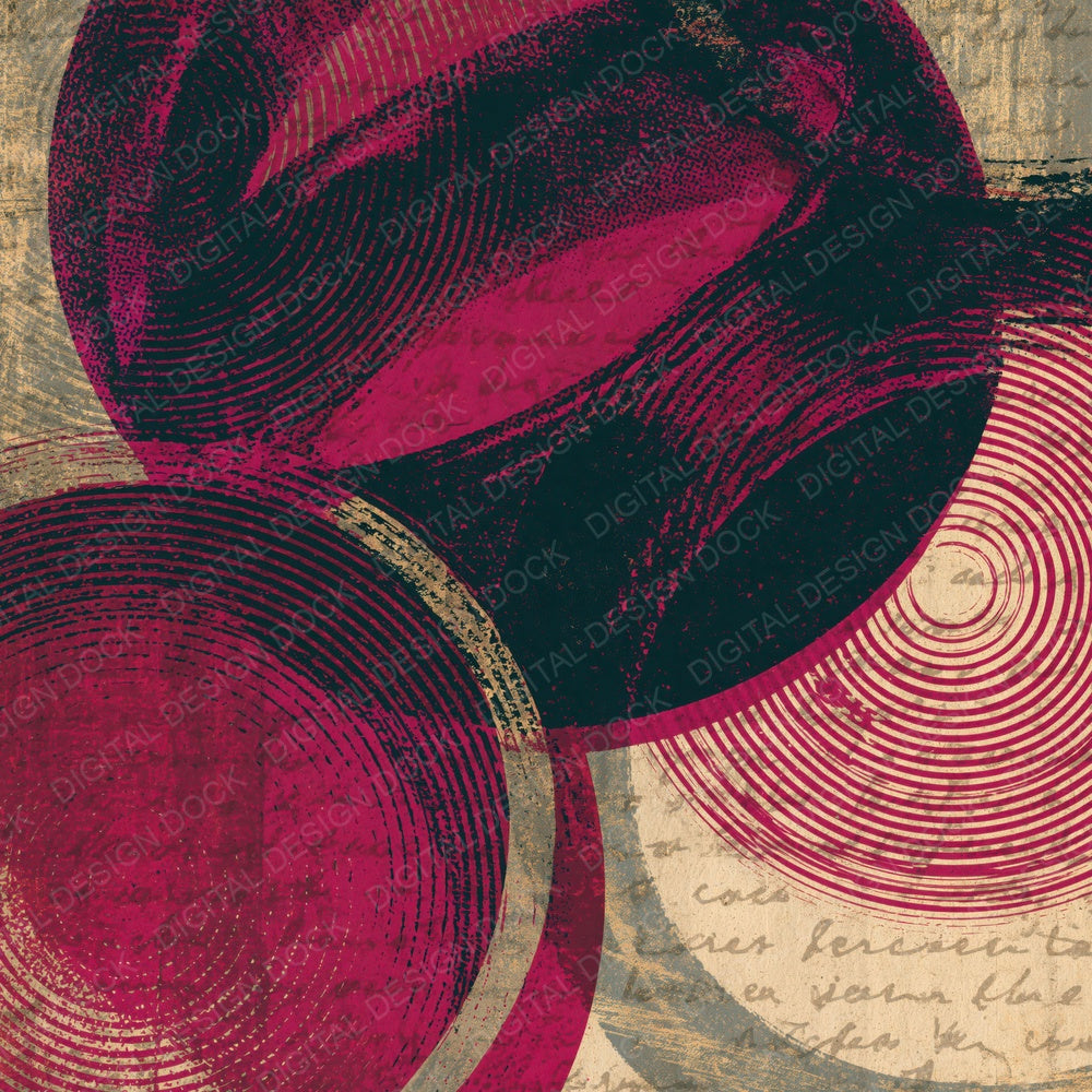 Op Art Wedding Rings Magenta Burgundy Digital Paper Pack (DDD016057)