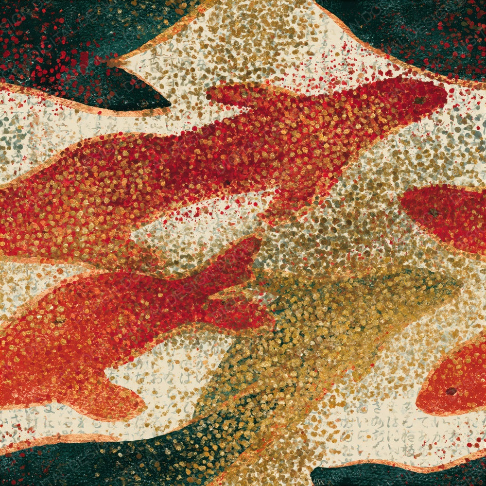 Pointillism Selkie Circus Red Gold Seamless Digital Paper Pack (DDD016060)