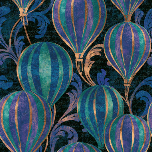 Single Baroque Carnival Balloons Aurora Lilac digital paper shown full size