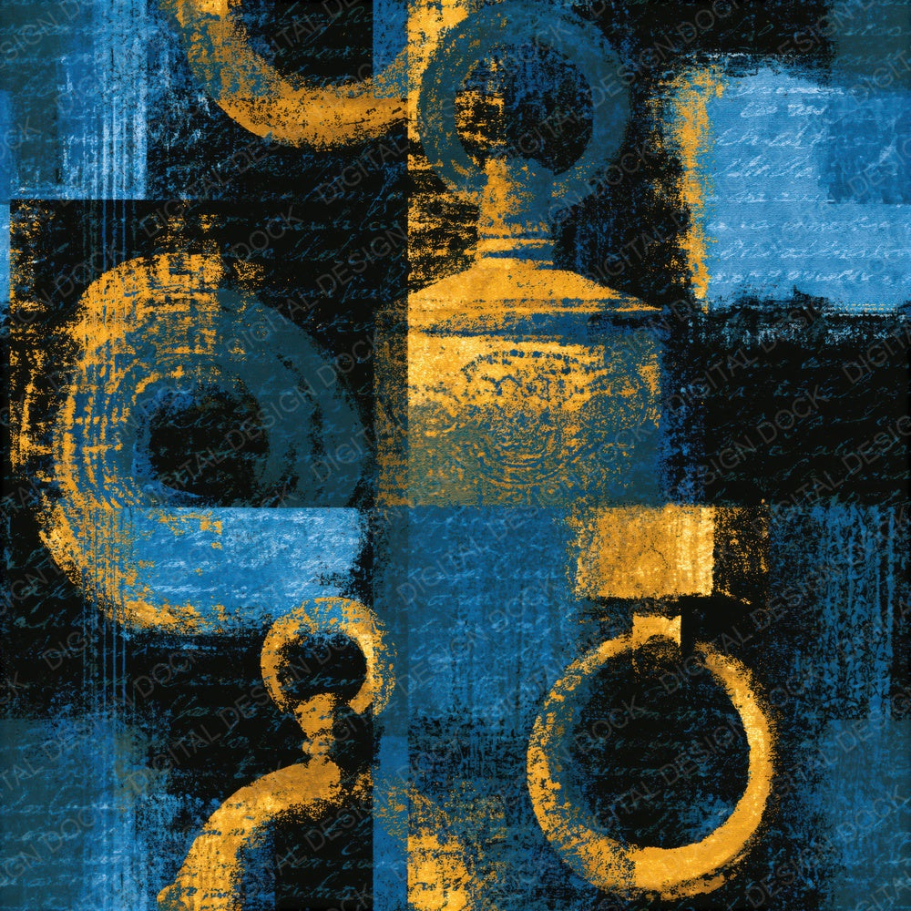 Cyanotype Door Knockers Charcoal Gold Seamless Digital Paper Pack (DDD016068)