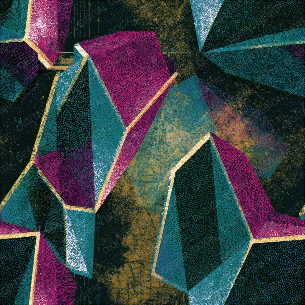 Stipple Futuristic Geometry Teal Magenta Seamless Digital Paper Pack (DDD016080)