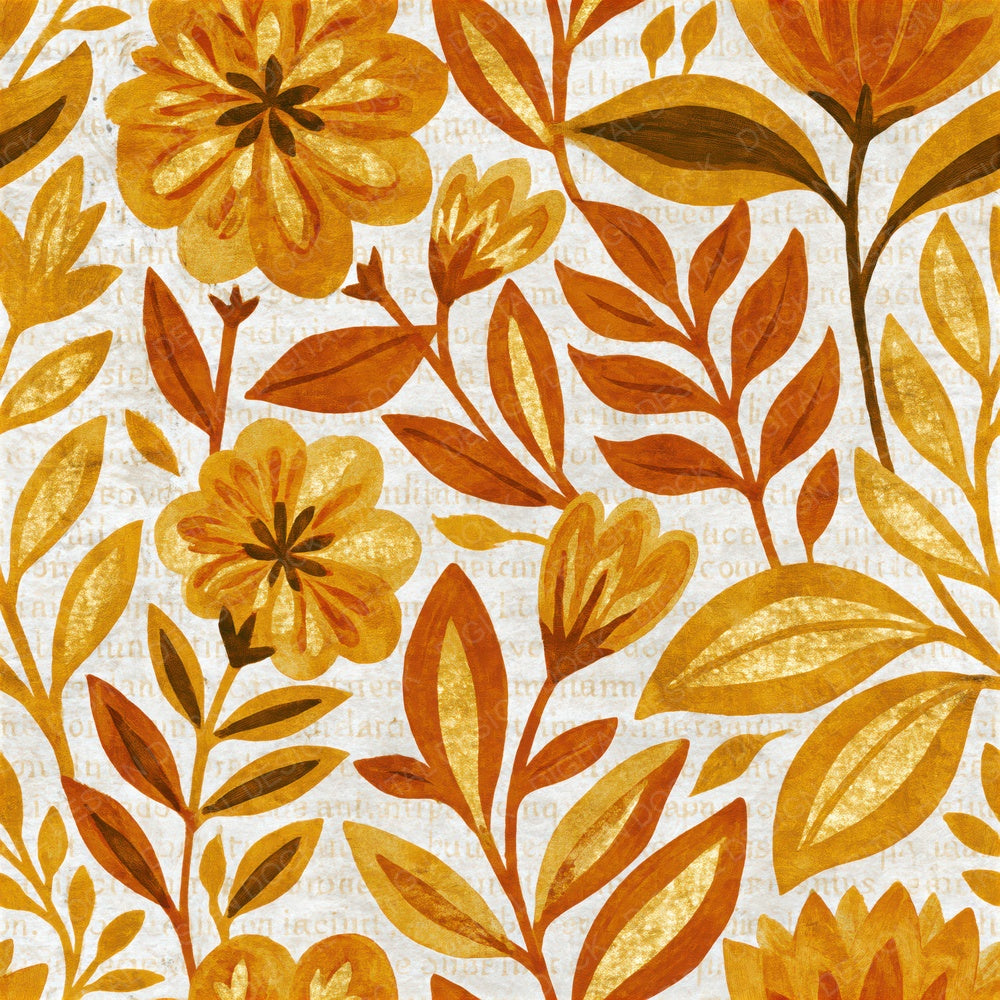 Indian Blockprint Caramel Goldenrod Seamless Digital Paper Pack (DDD016112)