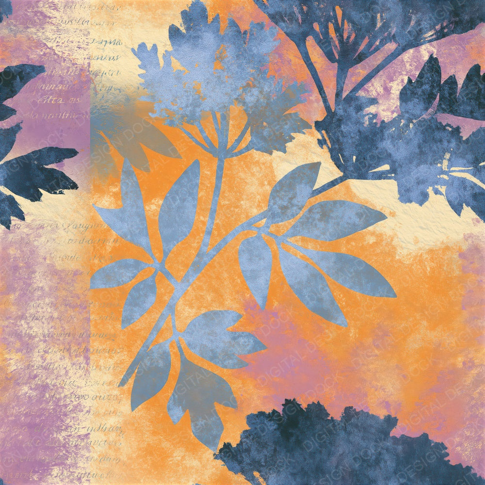 Photogram Tangerine Lavender Cream Abstract Seamless Digital Paper Pack (DDD016116)