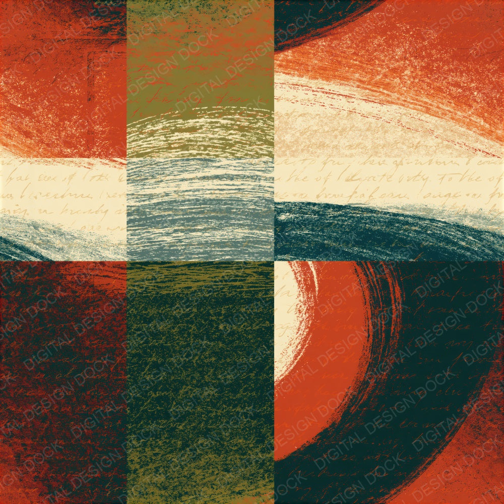 Risograph Terracotta Olive Cream Texture Seamless Digital Paper Pack (DDD016117)