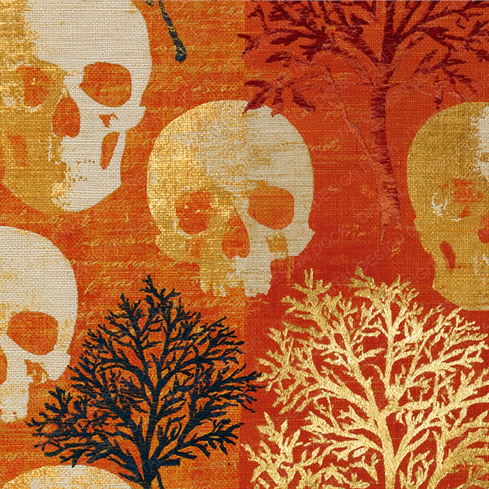 Embroidery Skulls Coral Amber Digital Paper Pack (DDD016130)