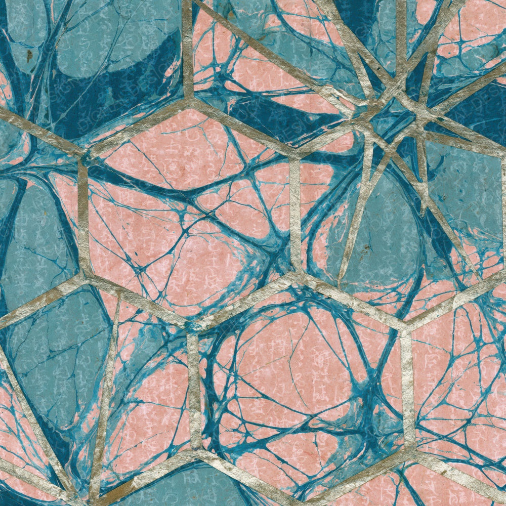 Paper Marbling Italian Geometry Aqua Digital Paper Pack (DDD016134)